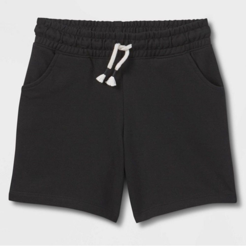 Cat & Jack Solid Knit Midi Pull On Casual Shorts Black Girls L Large 10-12